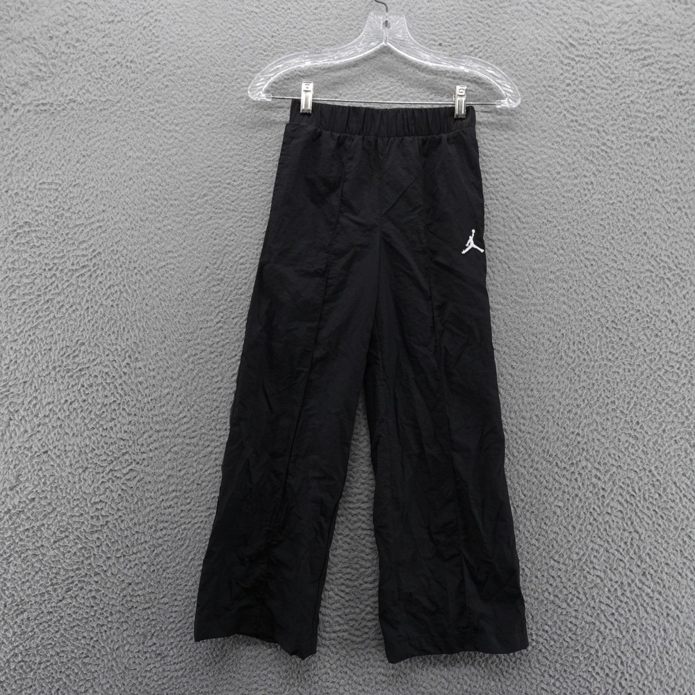 Jordan Girls Black Woven Track Pants Jumpman Logo Wide‎ Leg Size S 8-10Y NEW